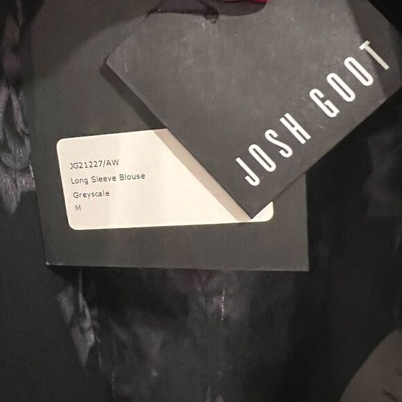 JOSH GOOT Sheer Black Roses Print Blouse with Necktie Bow, M, NEW - Picture 3 of 3